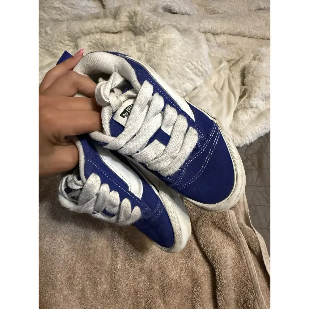 VANS Off The Wall Blue/White Suede Low Top Sneaker Kids US 13.5
